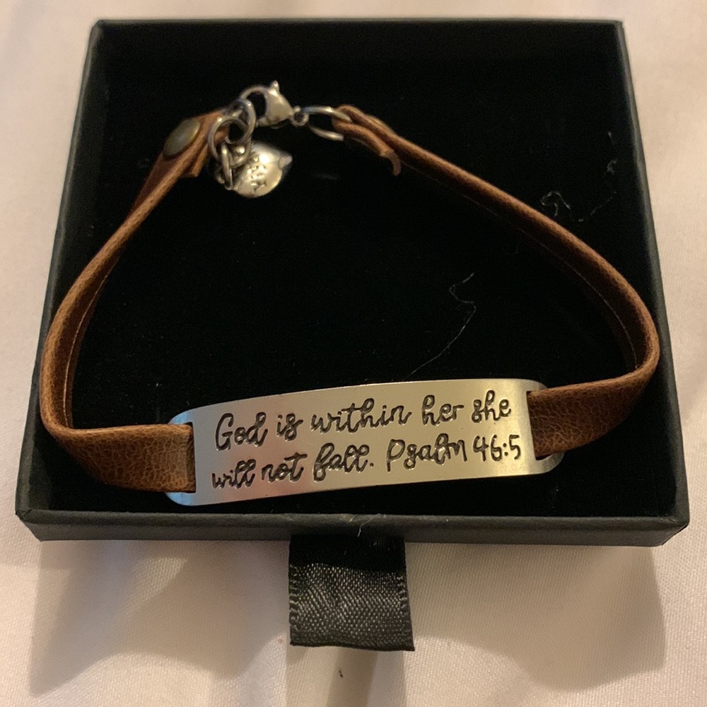 Leather Psalm 46:5 bracelet